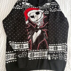 Festive Black and White Graphic Men Sweater